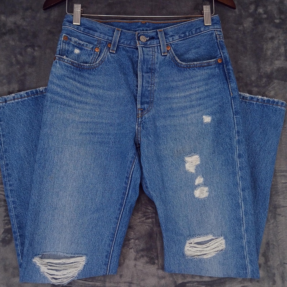 Levis 501 Jeans W 28x30 (Tag 26x30) Button Fly Distressed Straight Leg High Rise